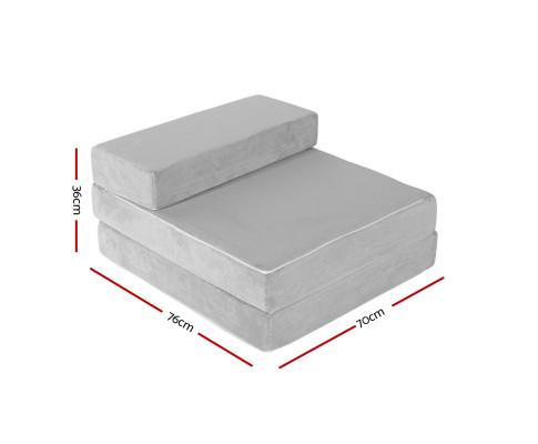 Soft Velvet Folding Foam Portable Mattress Beige  Single - Evopia