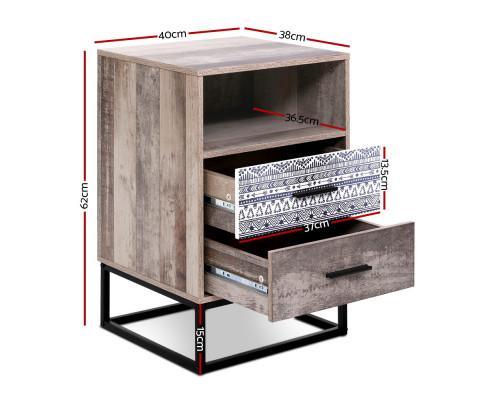 Artiss Industrial Wooden Bedside Table - Evopia