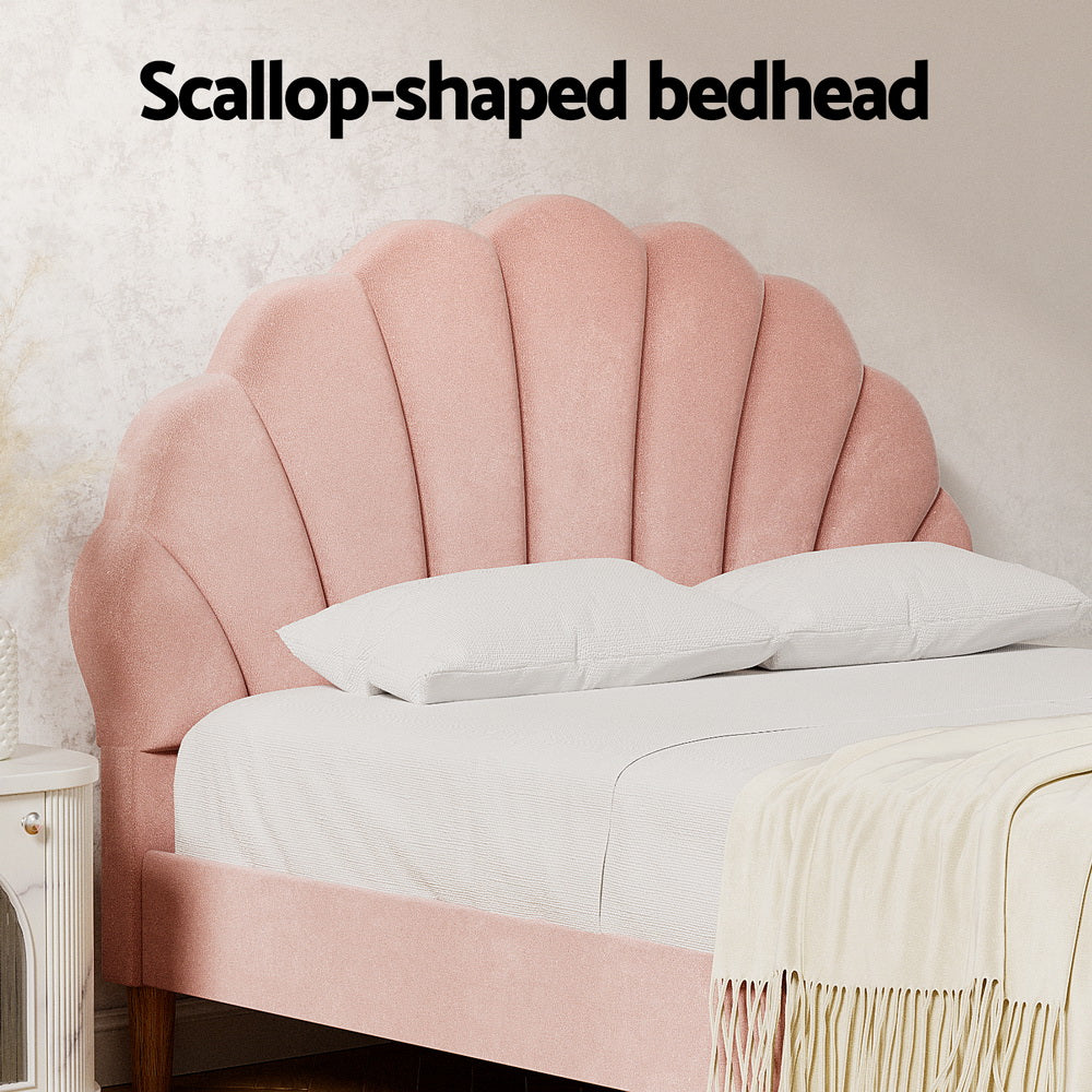 Artiss Rosy Bed Frame Pink Velvet Fabric Double