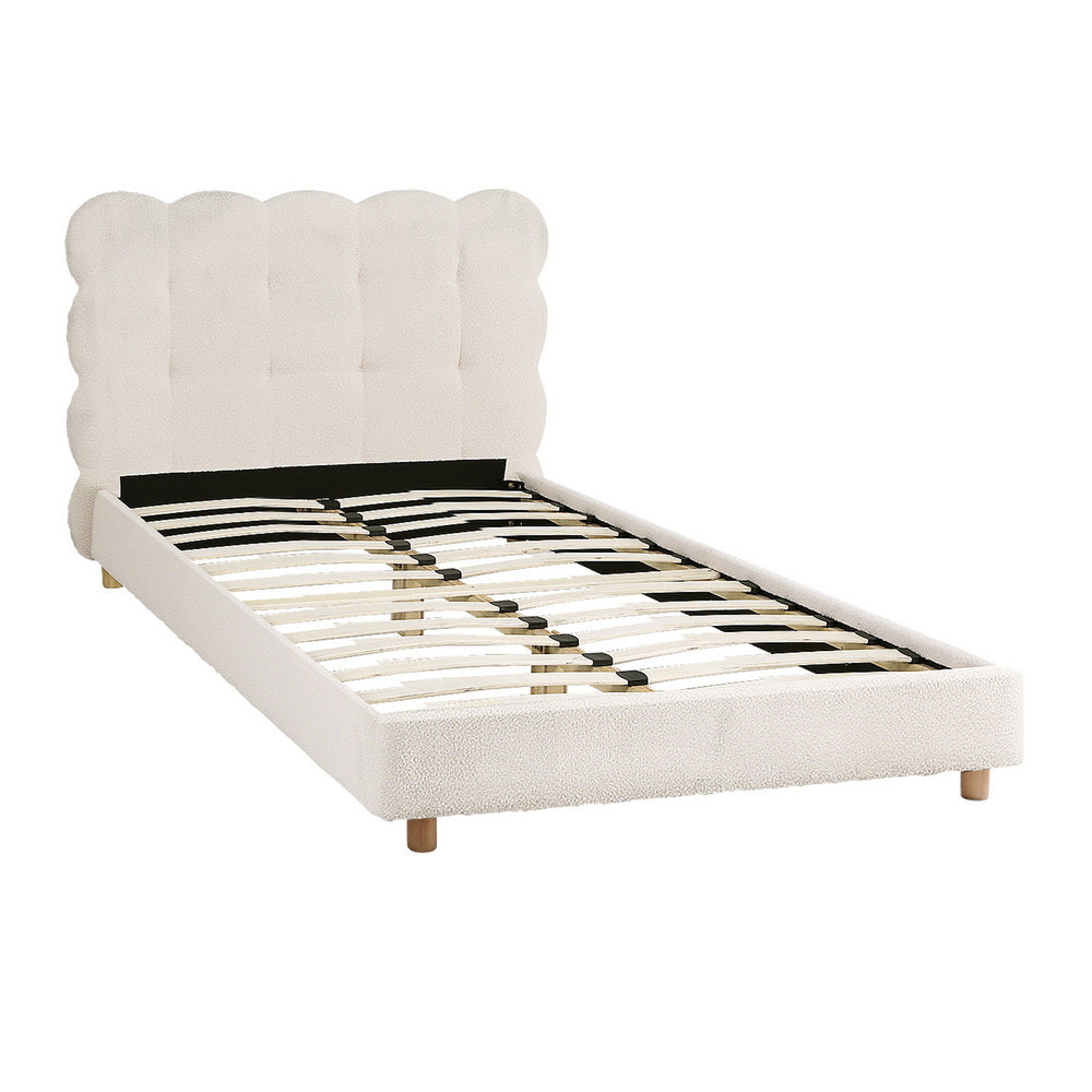 Artiss Bed Frame Cloud Headboard Boucle Fabric Double Size