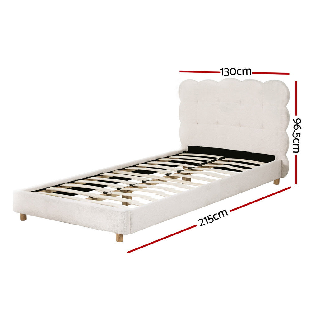 Artiss Bed Frame Cloud Headboard Boucle Fabric Double Size