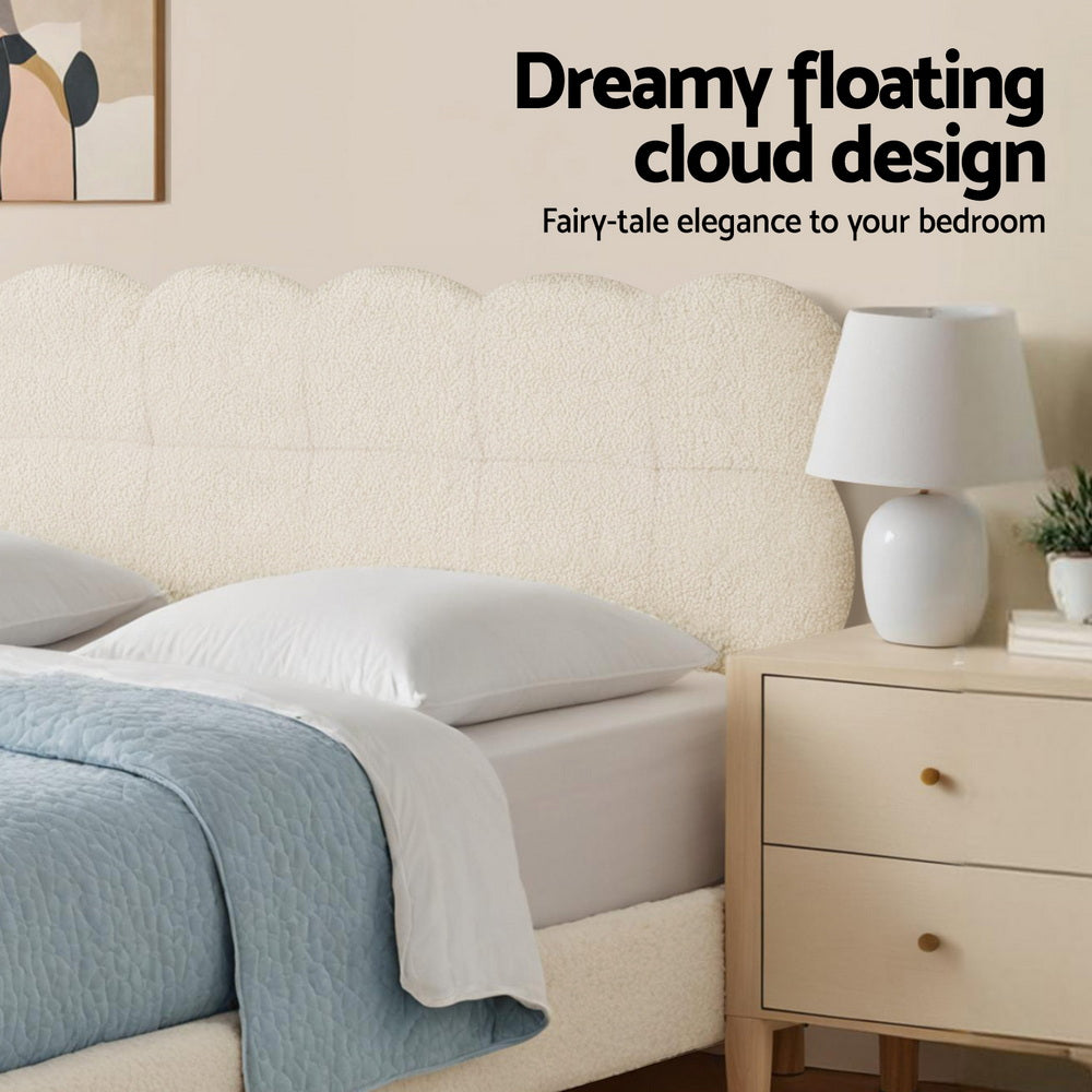 Artiss Bed Frame Cloud Headboard Boucle Fabric Double Size