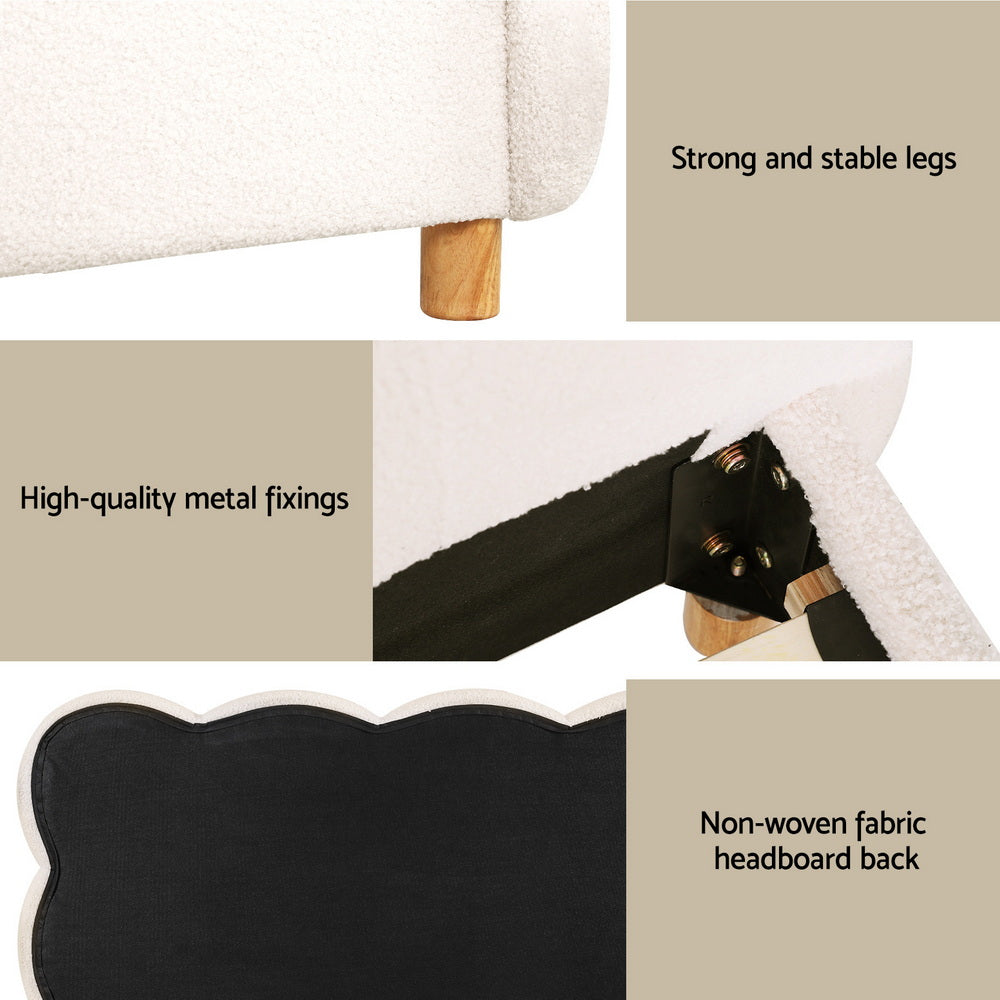 Artiss Bed Frame Cloud Headboard Boucle Fabric Double Size