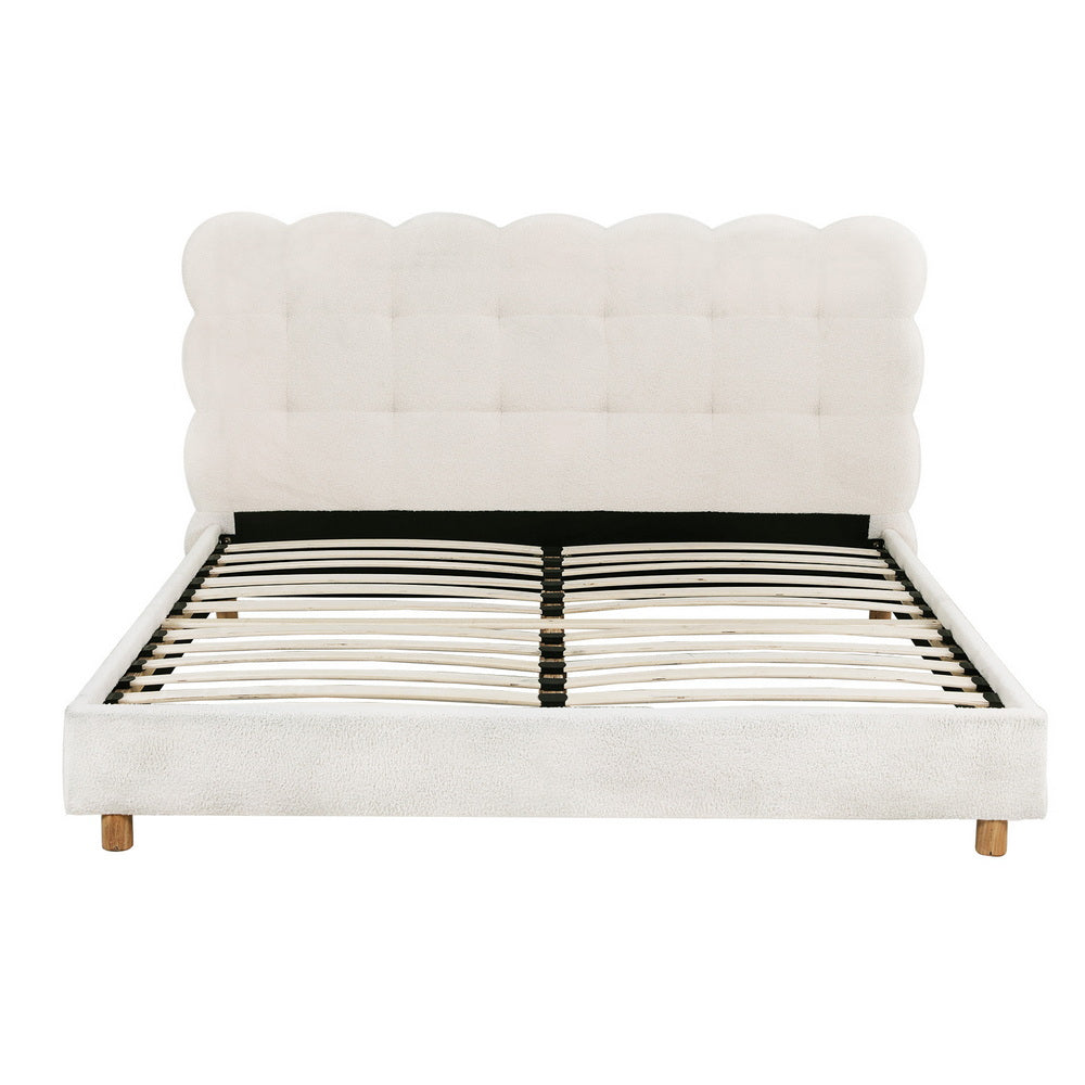 Artiss Queen Bed Frame Cloud Headboard Boucle Fabric Platform White