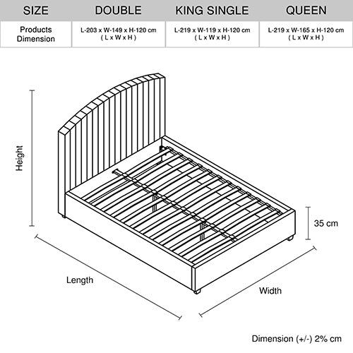 Camelia Bed Frame Pink Velvet Double