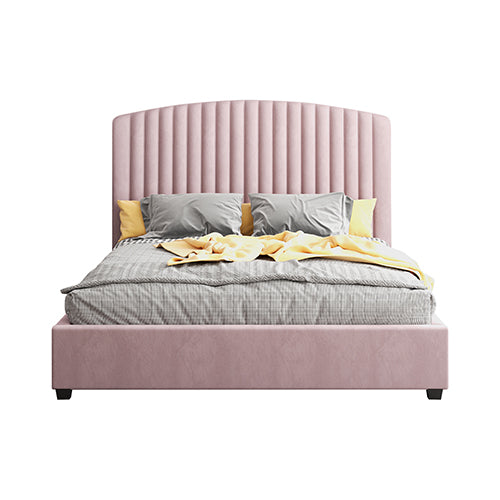 Camelia Bed Frame Pink Velvet Queen
