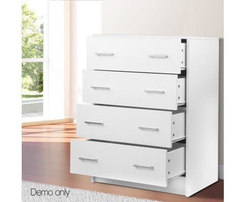 Tallboy 4 Drawers Storage Cabinet White - Evopia
