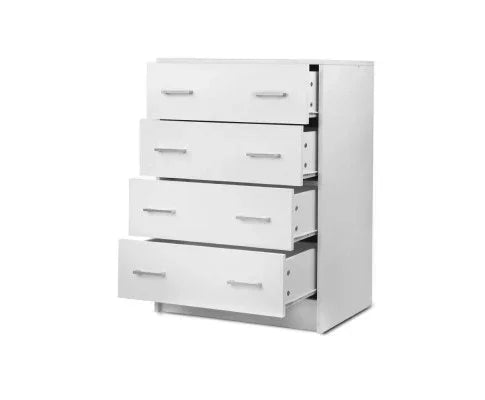 Tallboy 4 Drawers Storage Cabinet White - Evopia