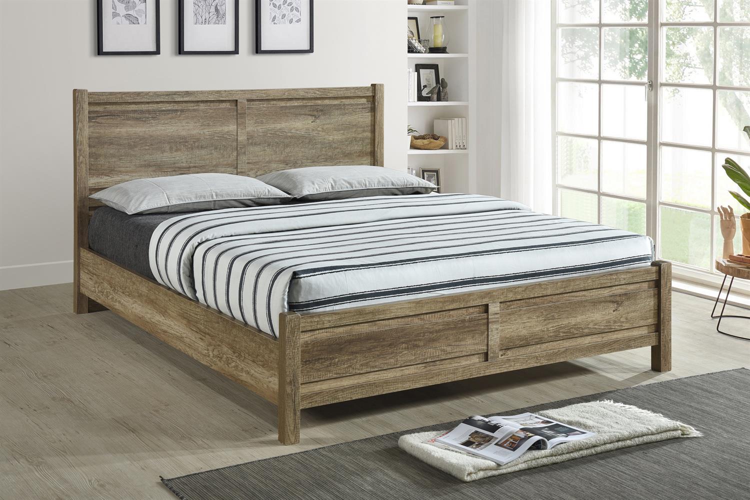 King Size Bed Frame Natural Wood like MDF in Oak Colour