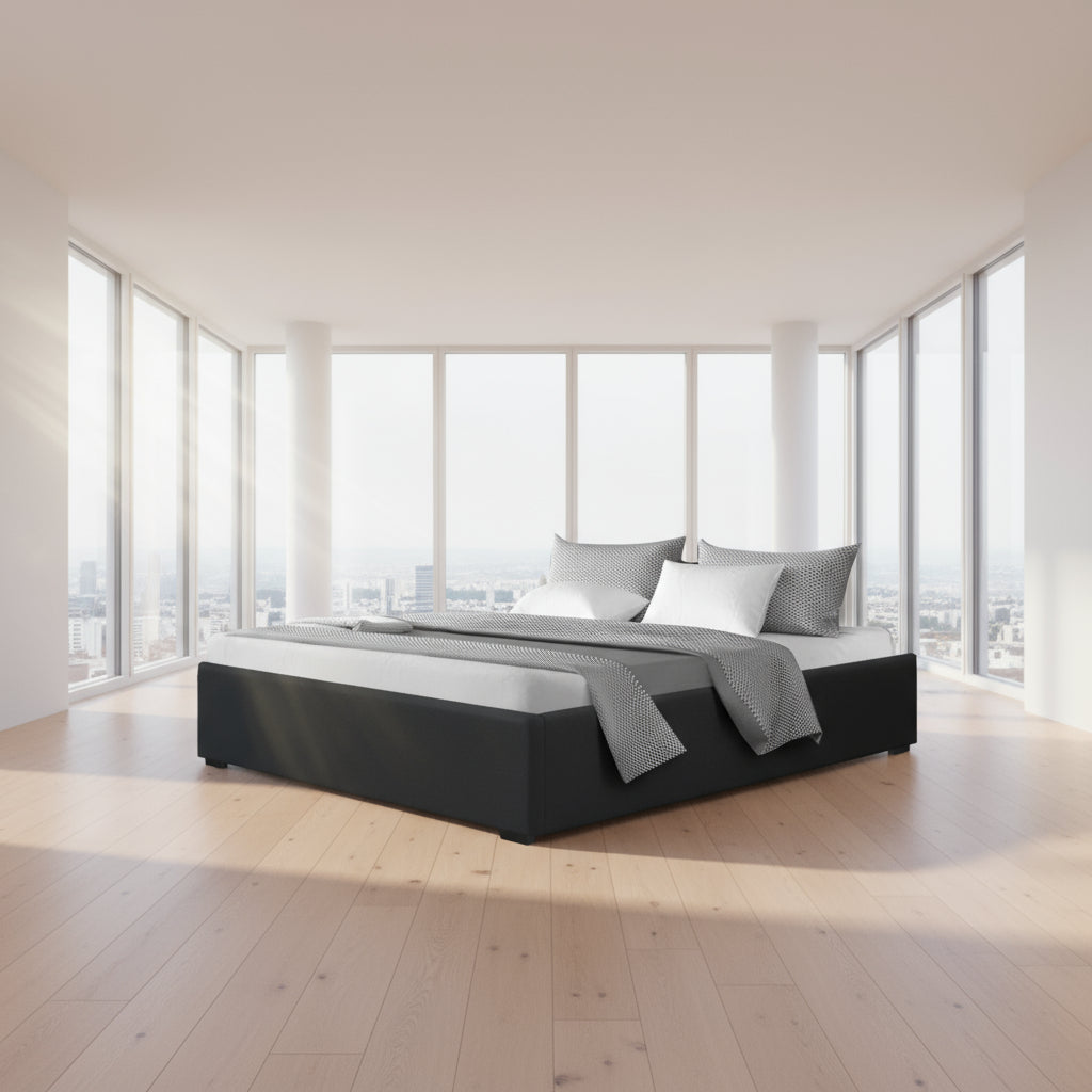 Black Toki Queen bed frame with gaslift Evopia online store