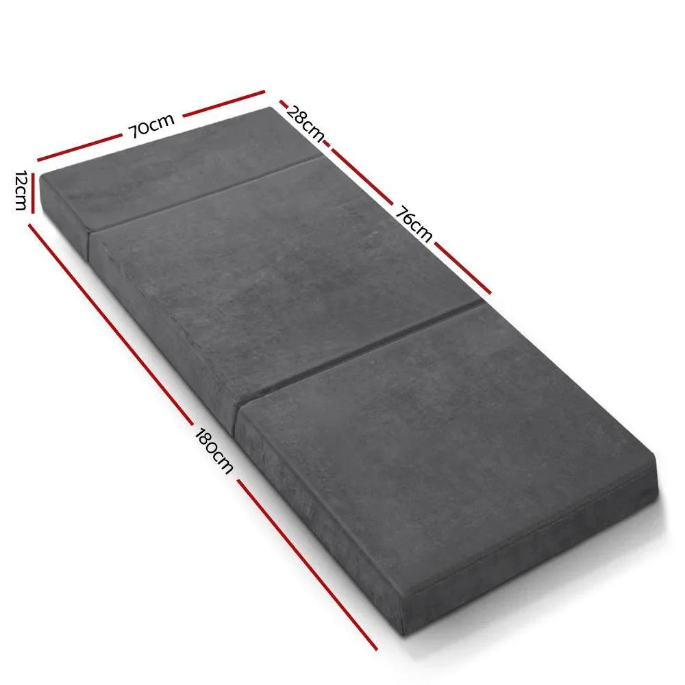 Giselle Bedding Folding Foam Portable Mattress Grey - Evopia