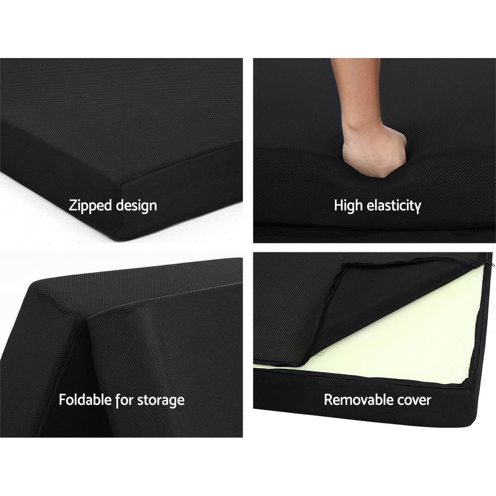 Giselle Folding Foam Mattress Black Double