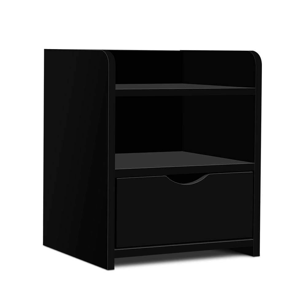 Artiss Bedside Table Drawer - Black - Evopia