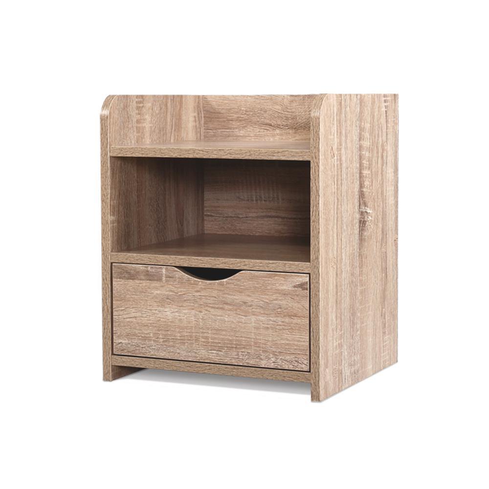 Artiss Bedside Tables Storage Drawer Side Table Bedroom Furniture Nightstand Shelf Unit Oak - Evopia