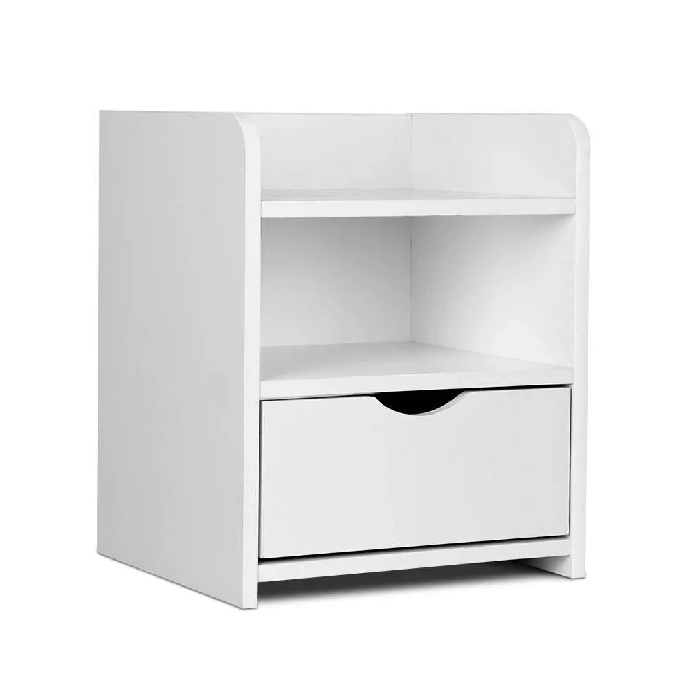 Artiss Bedside Table Drawer - White - Evopia