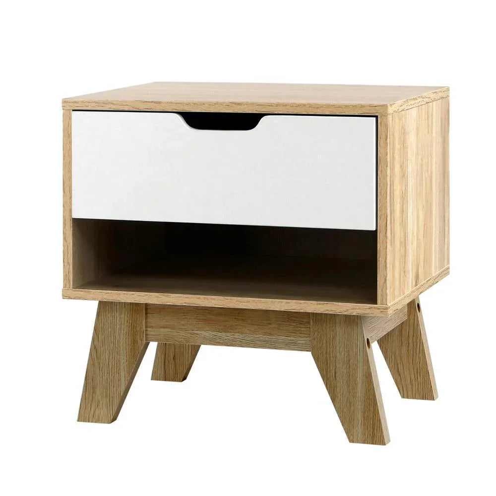 Artiss  Wooden Bedside Table Drawer Nightstand Cabinet - Evopia