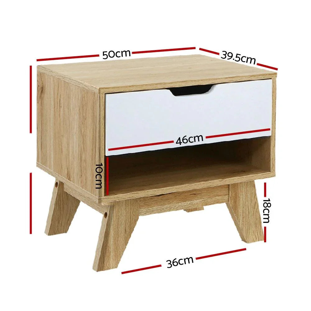 Artiss  Wooden Bedside Table Drawer Nightstand Cabinet - Evopia