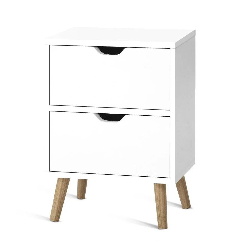 Artiss Bedside Tables Drawers Side Table Nightstand White Storage Cabinet Wood - Evopia