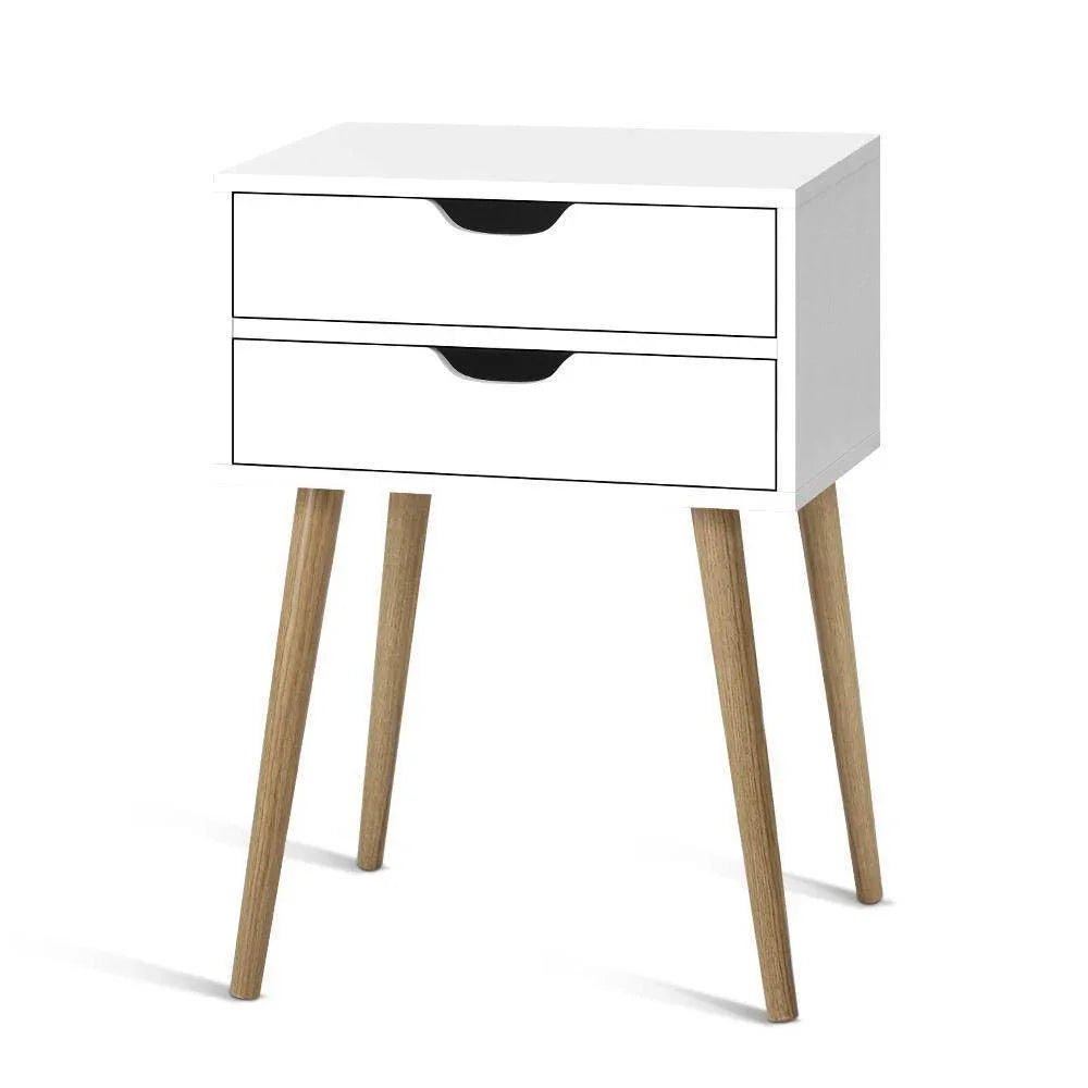 Artiss Bedside Tables Drawers Side Table Nightstand Wood Storage Cabinet White - Evopia