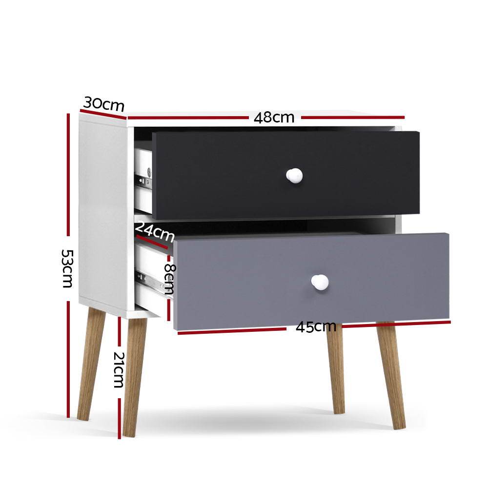Artiss Bedside Tables Drawers Side Table Nightstand Lamp Side Storage Cabinet - Evopia