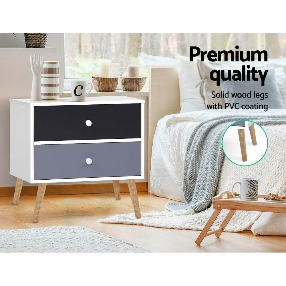Artiss Bedside Tables Drawers Side Table Nightstand Lamp Side Storage Cabinet - Evopia