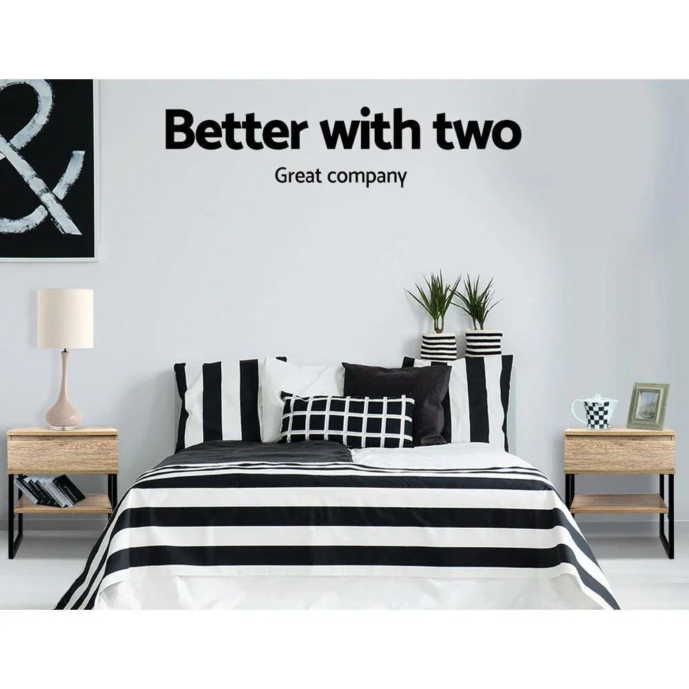 Artiss Chest Style Metal Bedside Table - Evopia