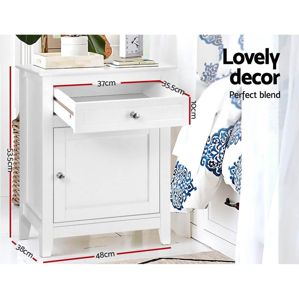 Artiss Bedside Tables Big Storage Drawers Cabinet Nightstand Lamp Chest White - Evopia