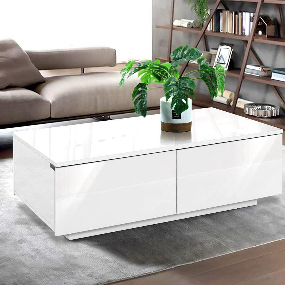 Artiss Modern Coffee Table 4 Storage Drawers  White - Evopia