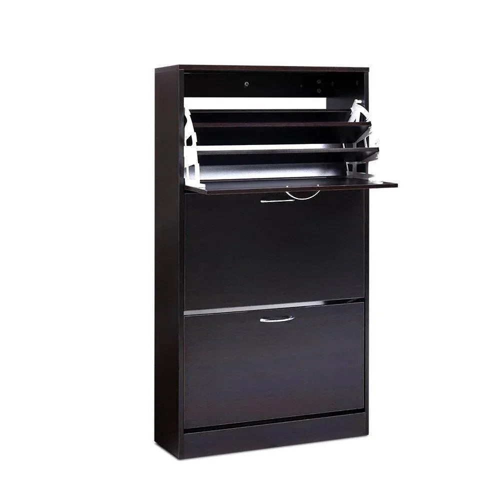 36 Pairs Shoe Rack Cabinet Shoes Walnut - Evopia