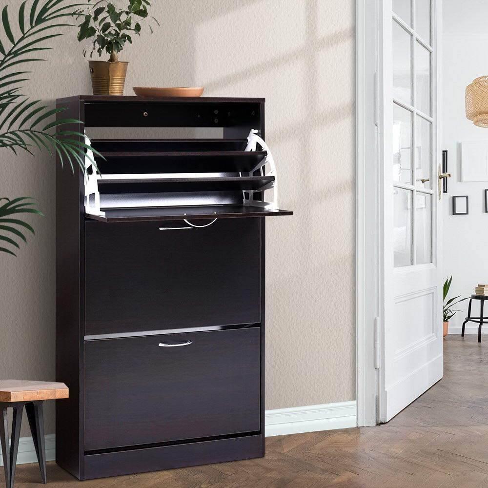 36 Pairs Shoe Rack Cabinet Shoes Walnut - Evopia