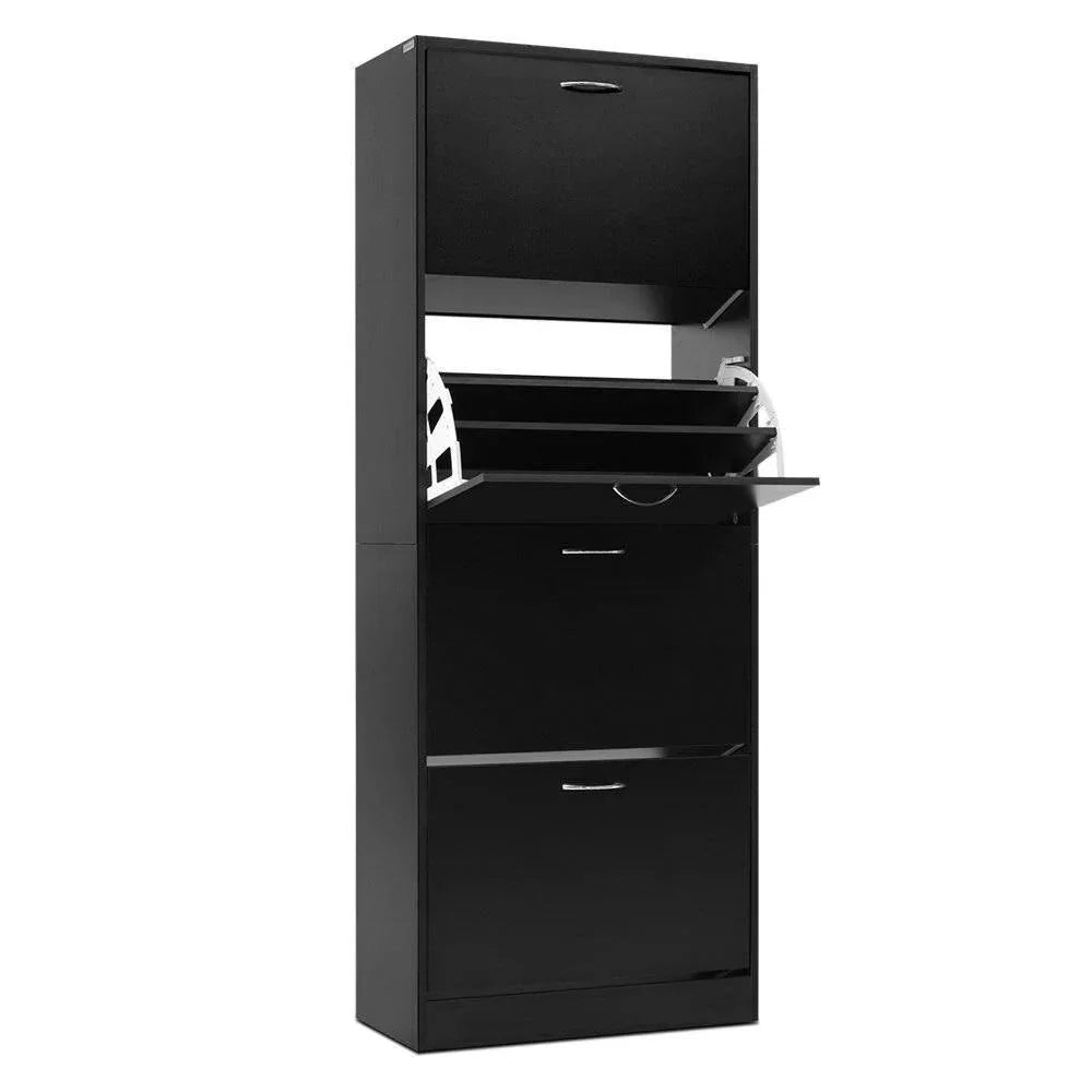 Artiss 60 Pairs Shoe Rack Cabinet Black - Evopia