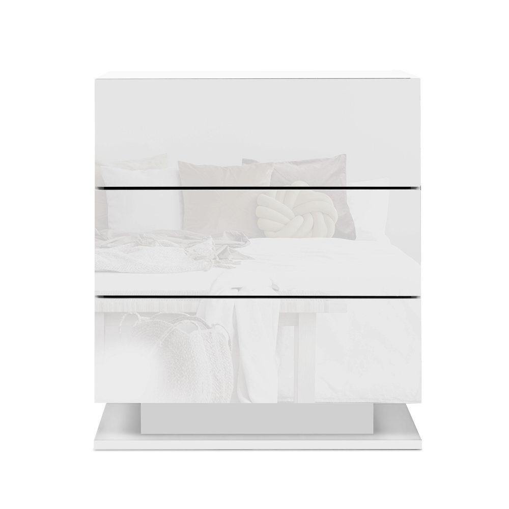 Artiss Bedside Tables RGB LED Lamp Gloss White - Evopia
