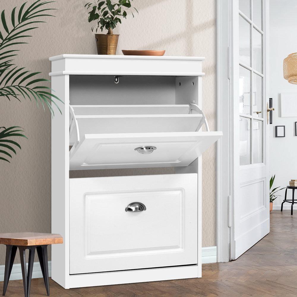 12 Pairs Shoe Storage Rack White - Evopia