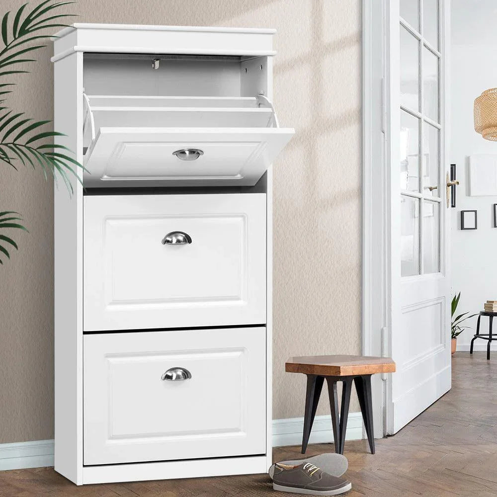 18 Pairs Rack White Organiser Cupboard - Evopia