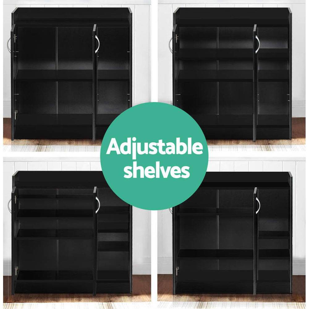 Artiss 2 Doors Shoe Cabinet Storage Cupboard - Black - Evopia