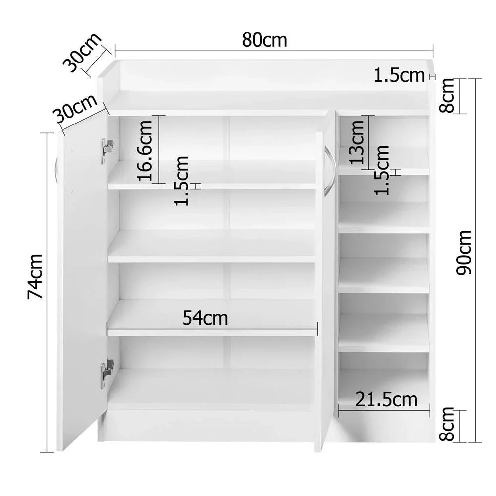 Artiss 2 Doors Shoe Cabinet Storage Cupboard - White - Evopia
