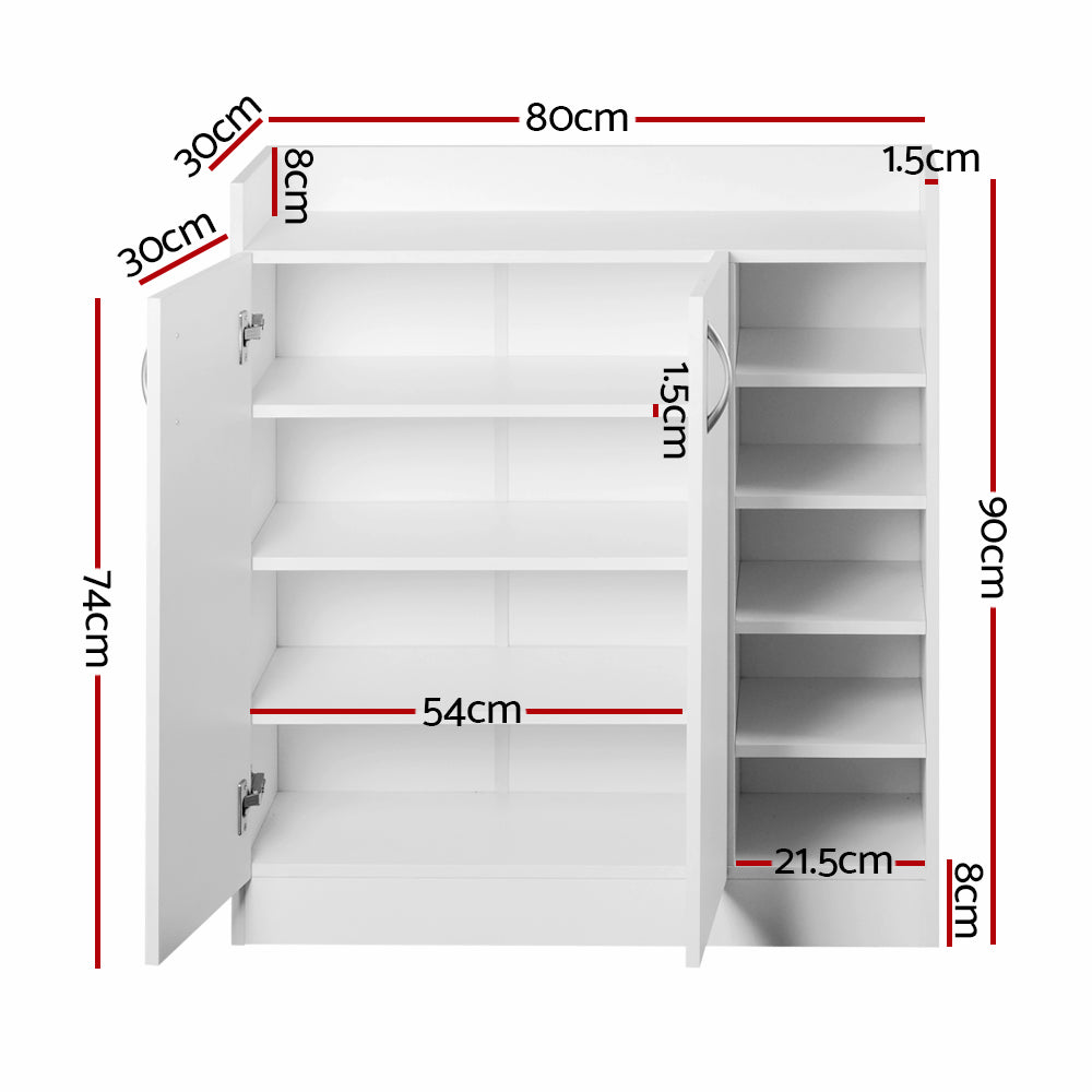 2 Doors Shoe Storage Cabinet Cupboard White