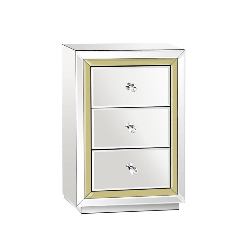 Artiss Mirrored Furniture Bedside Table Chest Drawers Gloss Nightstand - Evopia