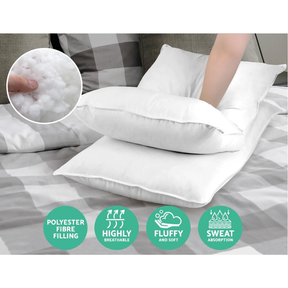 Pillow Set of 4 Medium &amp; Firm Cotton Pillows - Evopia