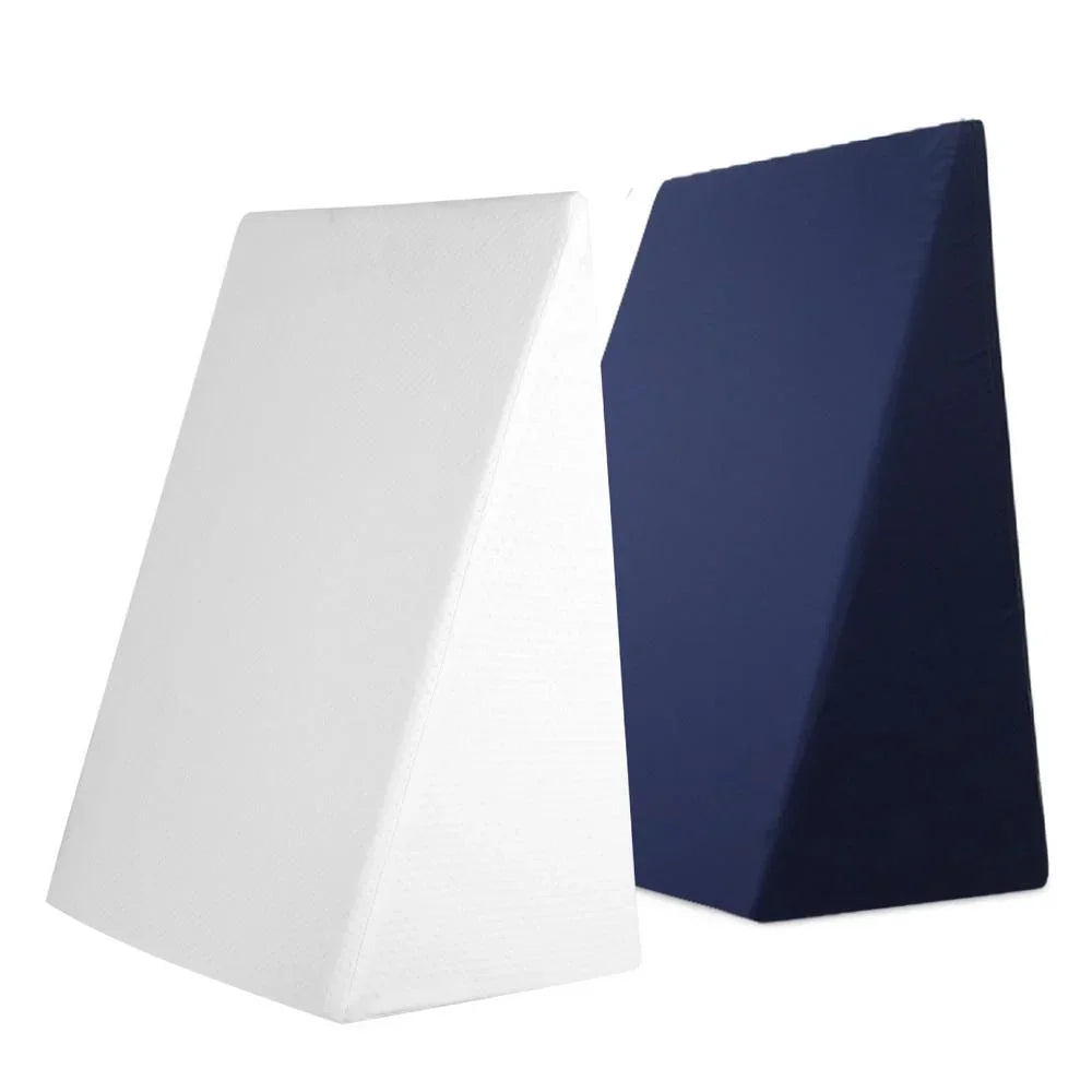 Giselle Bedding 2X Memory Foam Wedge Pillow Neck Back Support with Cover Waterproof White Blue - Evopia