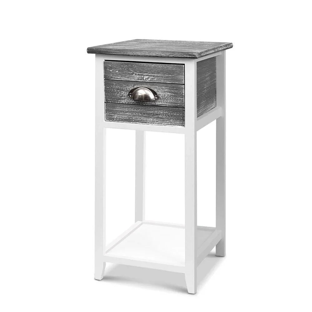 Artiss Bedside Table Nightstand Drawer Storage Cabinet Lamp Side Shelf Unit Grey - Evopia
