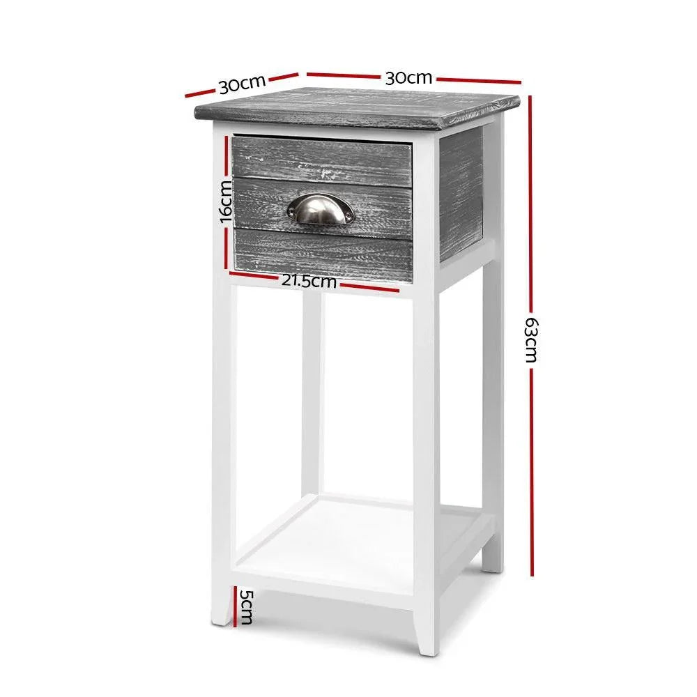 Artiss Bedside Table Nightstand Drawer Storage Cabinet Lamp Side Shelf Unit Grey - Evopia