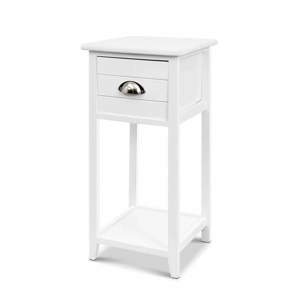 Artiss Bedside Table Nightstand Drawer Storage Cabinet Lamp Side Shelf White - Evopia