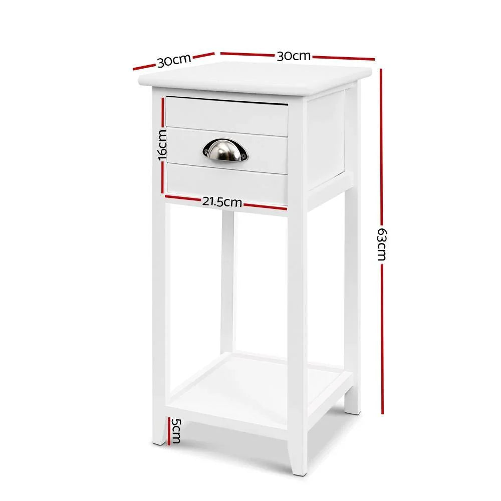 Artiss Bedside Table Nightstand Drawer Storage Cabinet Lamp Side Shelf White - Evopia