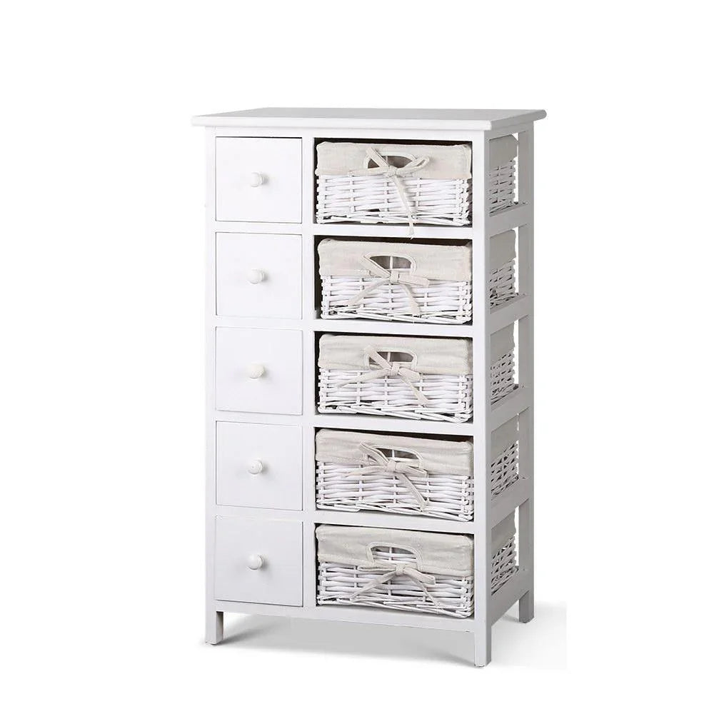 Artiss 5 Basket Storage Drawers - White - Evopia