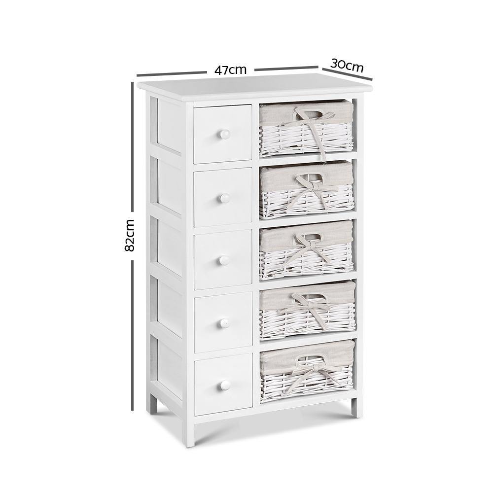 Artiss 5 Basket Storage Drawers - White - Evopia