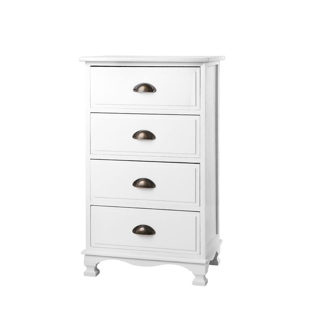 Artiss Vintage Bedside Table Chest 4 Drawers Storage Cabinet Nightstand White - Evopia