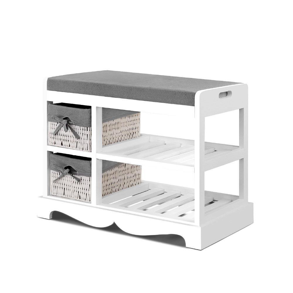 Artiss Shoe Rack Cabinet Bench Storage Organiser  2 Drawers - Evopia