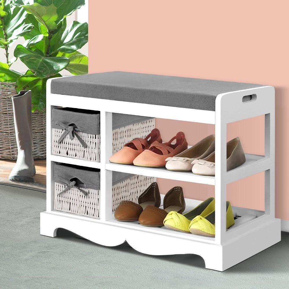 Artiss Shoe Rack Cabinet Bench Storage Organiser  2 Drawers - Evopia