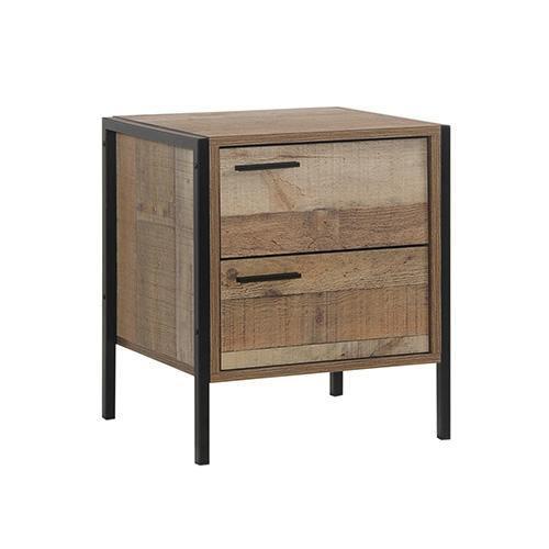 Mascot Industrial Bedside Table Oak Colour - Evopia